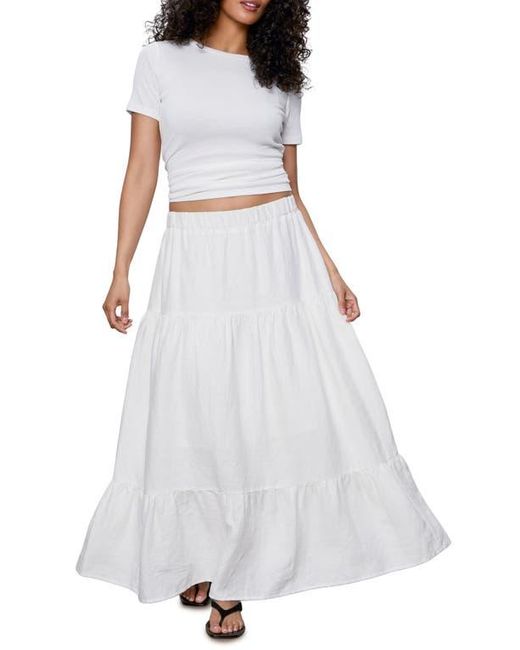 Sanctuary White The Prairie Tiered Linen Maxi Skirt