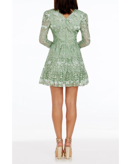 Dress the Population Green Marcy Floral Long Sleeve Minidress