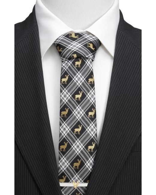 Cufflinks Inc. Gray Stag Plaid Silk Tie for men