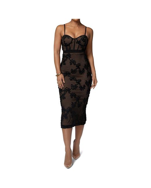 JLUXLABEL Angelic Crochet Lace Midi Cocktail Dress in Black | Lyst