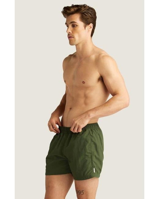 AUTO-REPLY™ Green Sebastian Solid 4-Inch Nylon Swim Trunks for men