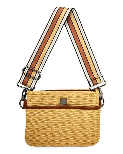 Think Royln Metallic Raffia Crossbody Bag
