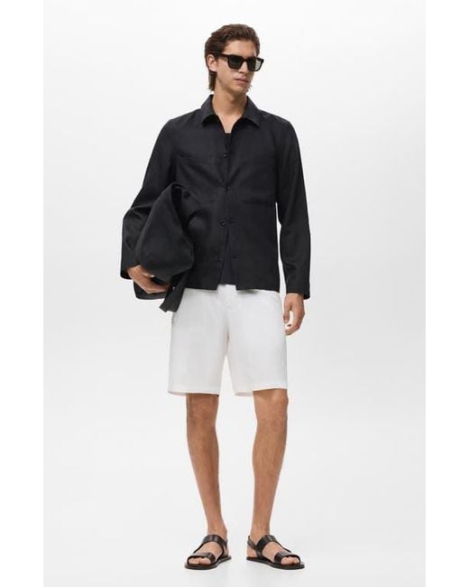 Mango White Elastic Waist Shorts for men