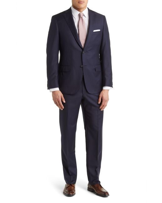 Hickey Freeman Stripe Super 150s Wool Suit in Blue for Men | Lyst