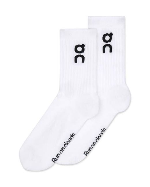 On Shoes White 3-Pack Logo Crew Socks for men