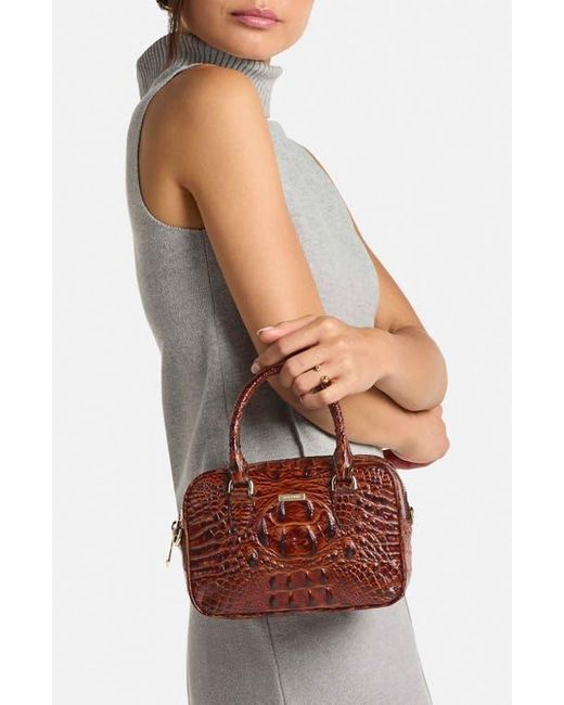 Brahmin Brown Mara Croc Embossed Leather Top Handle Bag