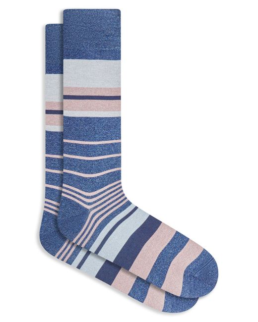 Bugatchi Blue Stripe Dress Socks for men