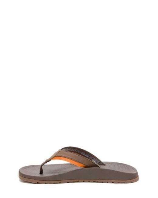 Chaco Brown Lowdown Leather Flip Flop for men