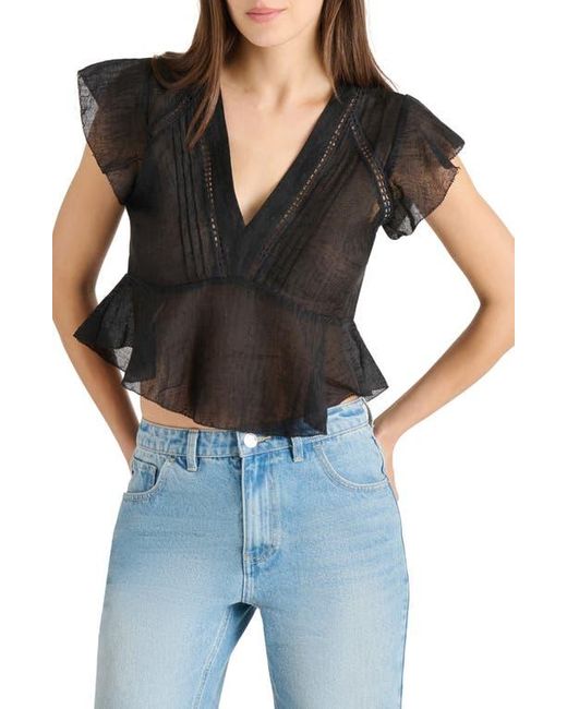 Steve Madden Black Leyla Ruffle Crop Top