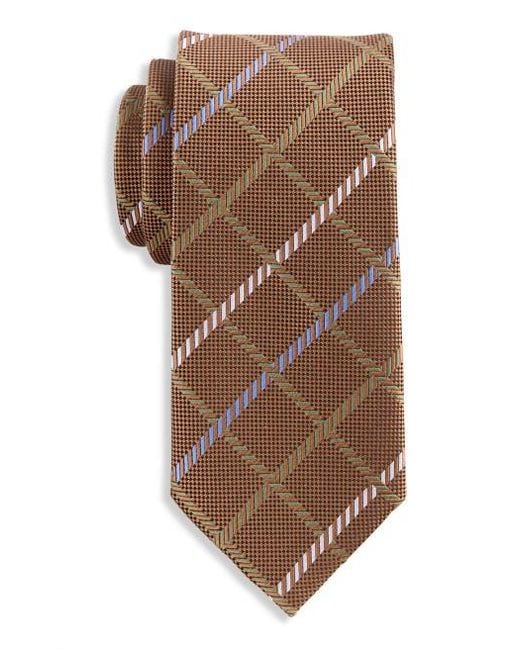 Oak Hill by DXL Brown Grid Patterned Tie for men