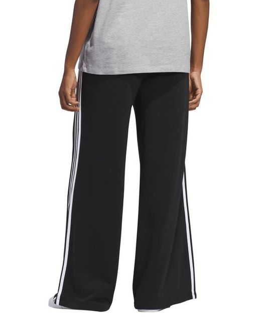 Adidas Originals Black 3-Stripes Wide Leg Cotton French Terry Pants