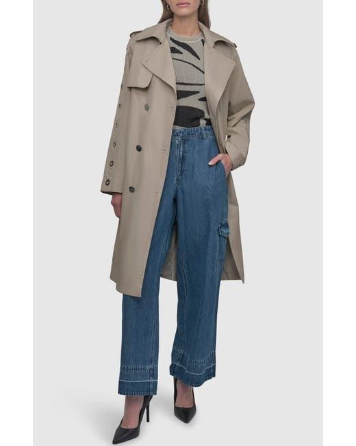 DKNY Women's Natural Grommet Sleeve Trench Coat