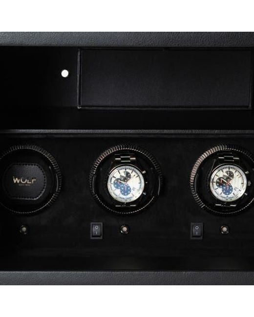 Wolf Black The Den 4 Piece Watch Winder Safe for men