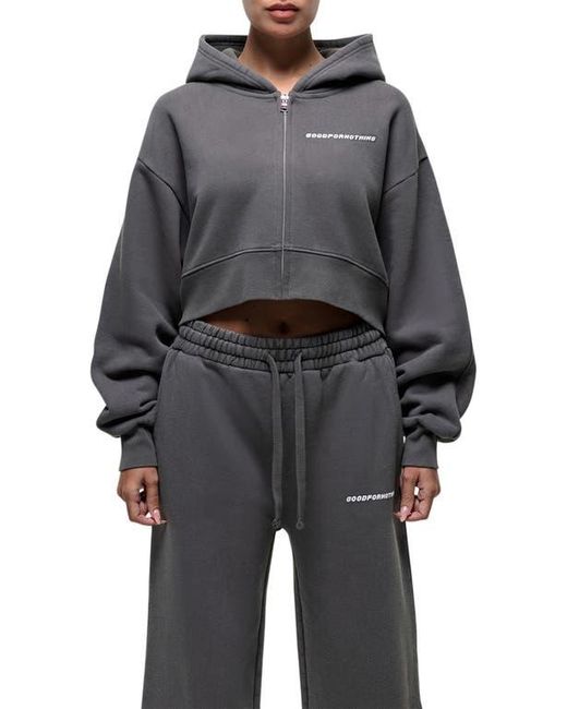 Good For Nothing Black Vintage Crop Zip Hoodie