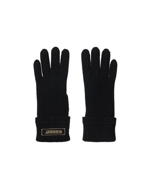 Burberry Black Logo Patch Wool Blend Gloves for men