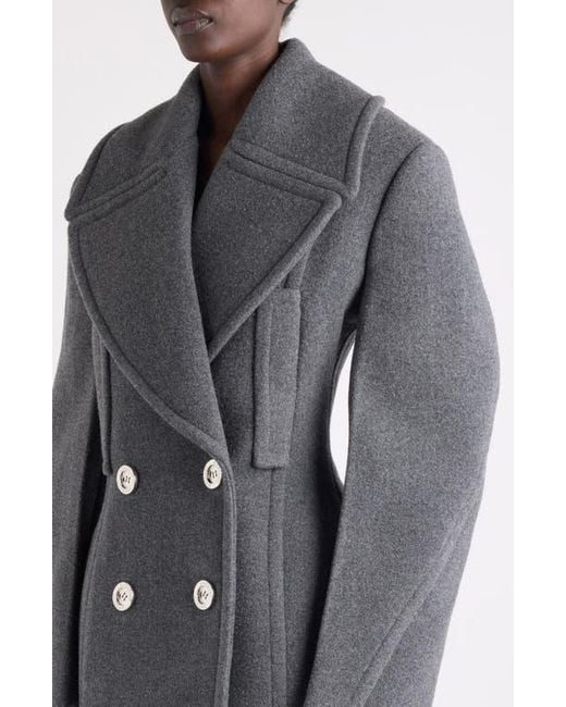 Givenchy Gray Double Breasted Wool Blend Peacoat