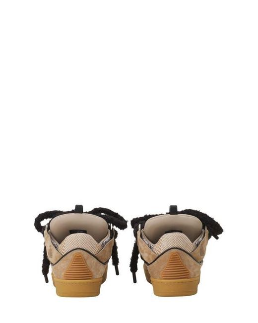 Lanvin Brown Curb Suede Sneakers With Mesh Laces