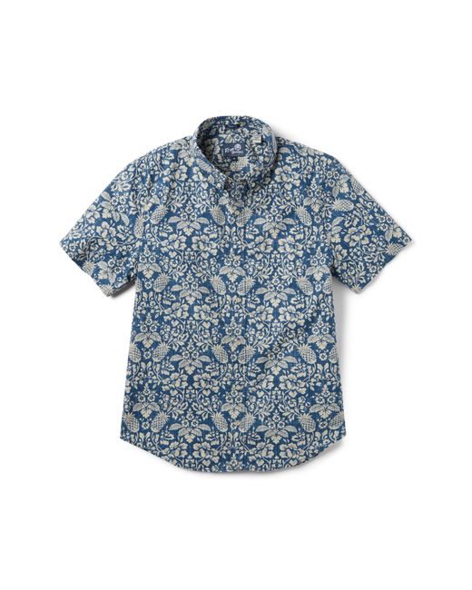 Reyn Spooner Blue Oahu Harvest Tailored Fit Print Short Sleeve Button-down Shirt for men