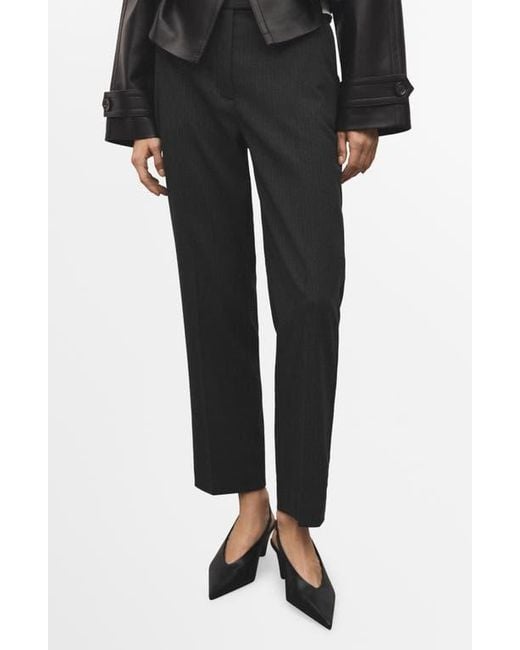 Mango Black Pinstripe Ankle Pants