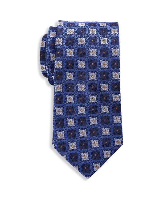 Oak Hill Premium by DXL Men's Blue Big & Tall Floral Medallion Silk Tie