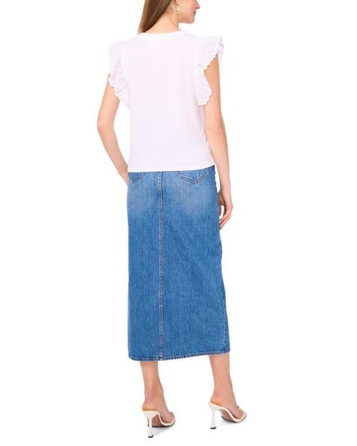 Two By Vince Camuto Blue Ruffle Eyelet Tank Top