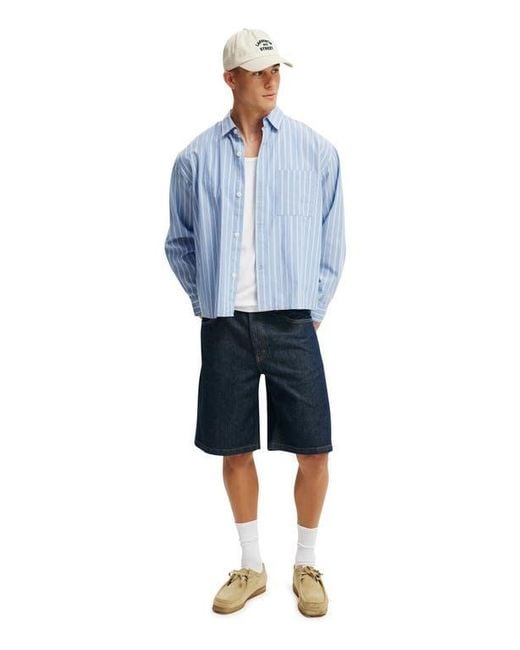 Cotton On Blue Baggy Denim Short for men