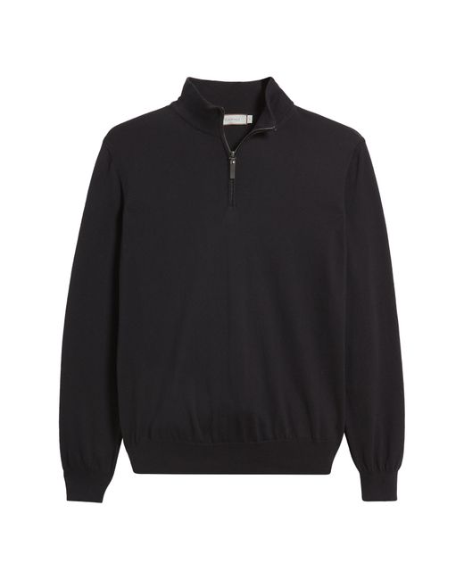 Canali Black Quarter Zip Cotton Sweater for men