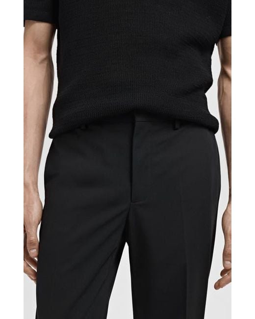 Mango Black Slim Fit Flat Front Pants for men