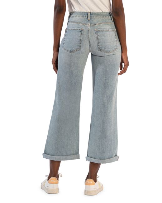 Kut From The Kloth Blue Meg Cuffed Mid Rise Ankle Wide Leg Jeans