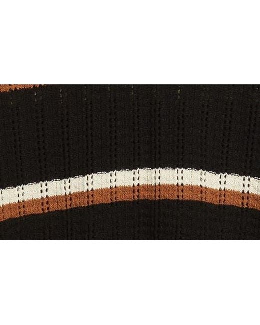 Percival Black Tessaro Stripe Open Knit Polo for men