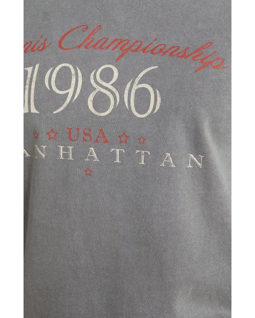 GOLDEN HOUR Gray Manhattan Tennis Cotton Graphic T-shirt