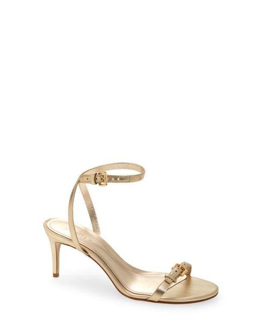 SCHUTZ SHOES Metallic Aurora Mid Ankle Strap Sandal