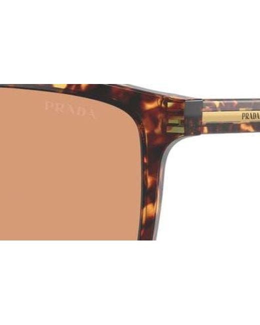 Prada Brown 56mm Rectangular Sunglasses for men