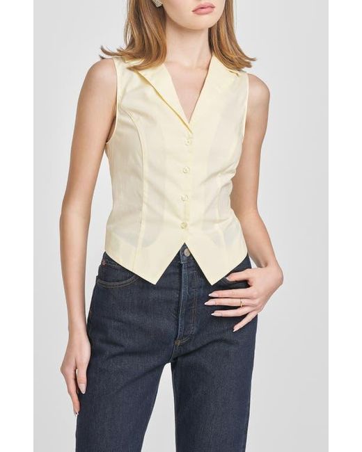 Wayf Natural Lilly Sleeveless Button-Up Top