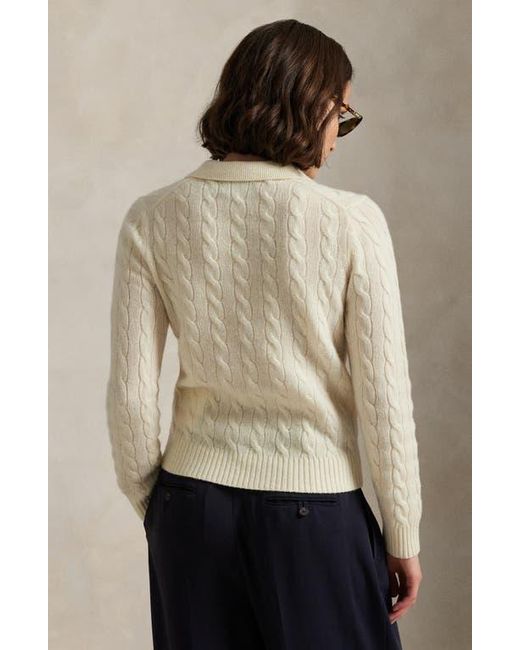 Polo Ralph Lauren Multicolor Cable Stitch Wool & Cashmere Polo Sweater