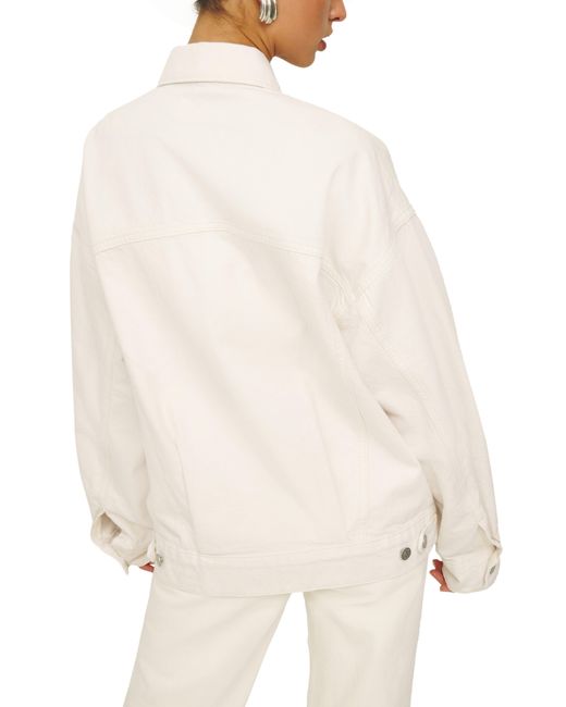 Reformation White Brooks Oversize Organic Cotton Denim Jacket