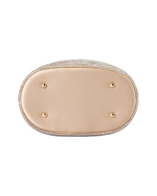 Olga Berg Natural Mabel Crystal Top Handle Clutch