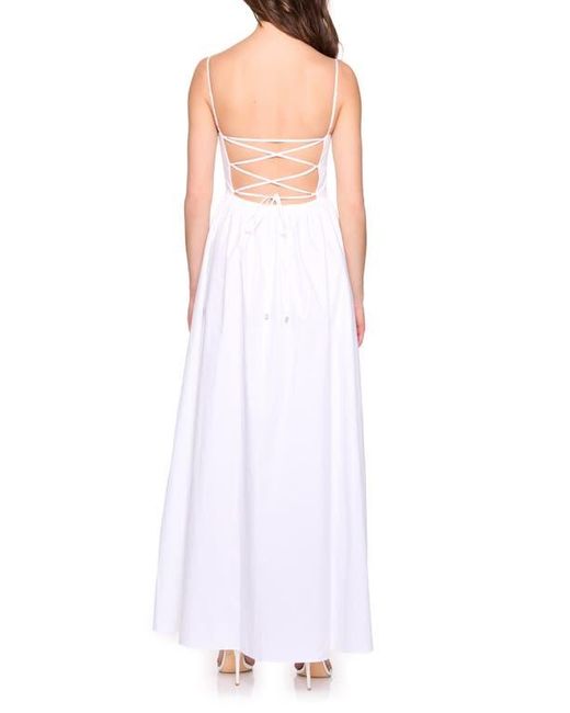 Susana Monaco White Open Back Lace-Up Poplin Maxi Sundress