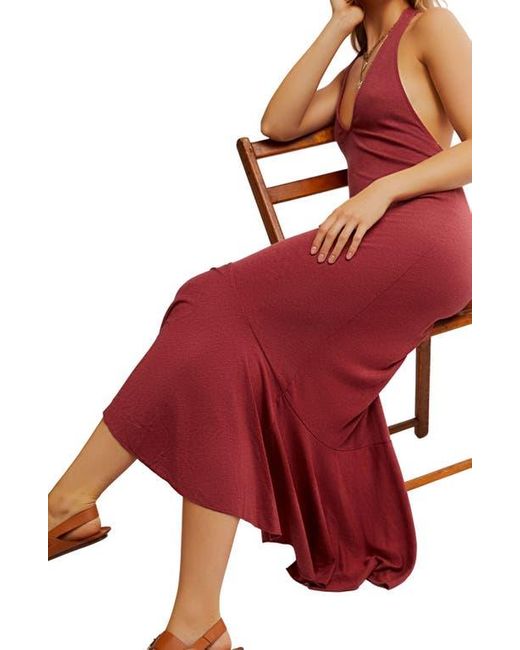 Free People Women's Red Alix Halter Midi Dress