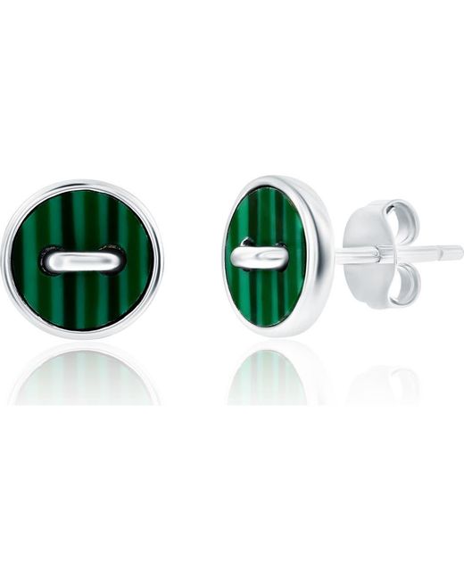 Donatello Gian Green Sterling Malachite Button Studs