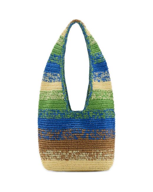 Mango Green Gradient Stripe Raffia Shopper