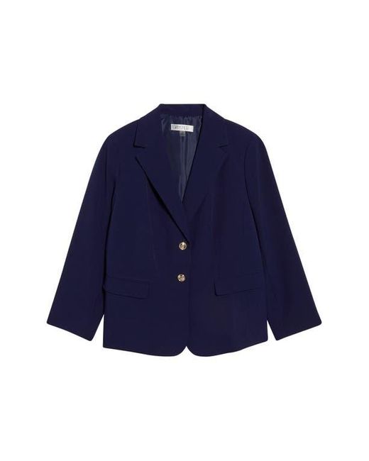 Kasper Blue Stretch Crepe Two-Button Blazer