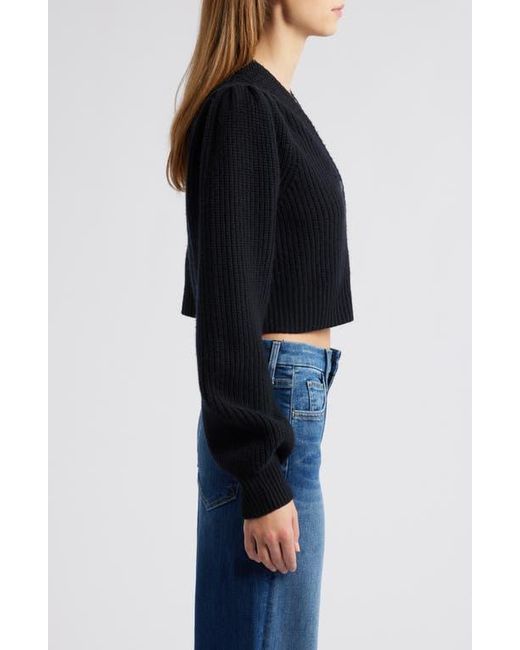 LoveShackFancy Black Avignon Wool & Cashmere Crop Cardigan