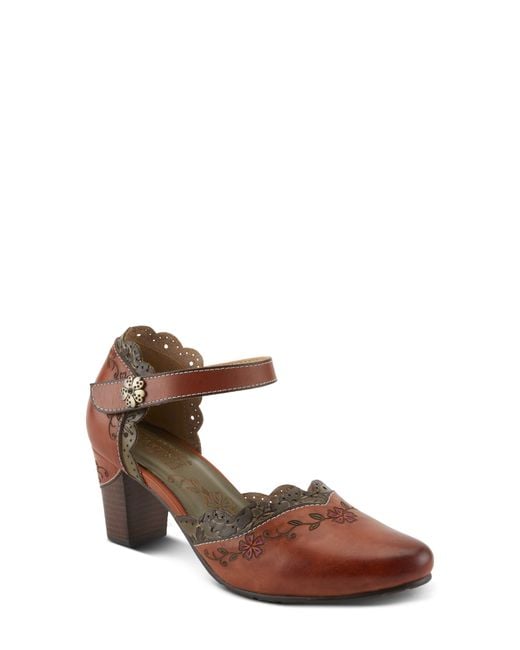 Spring Step Brown Sayyes Ankle Strap Pump