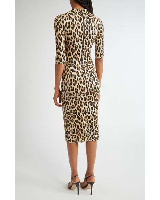 Alice + Olivia Natural Delora Print Knit Midi Dress