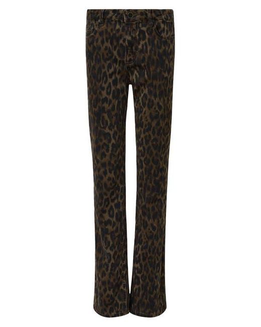 AllSaints Black Haldan Leopard Print Slim Bootcut Jeans