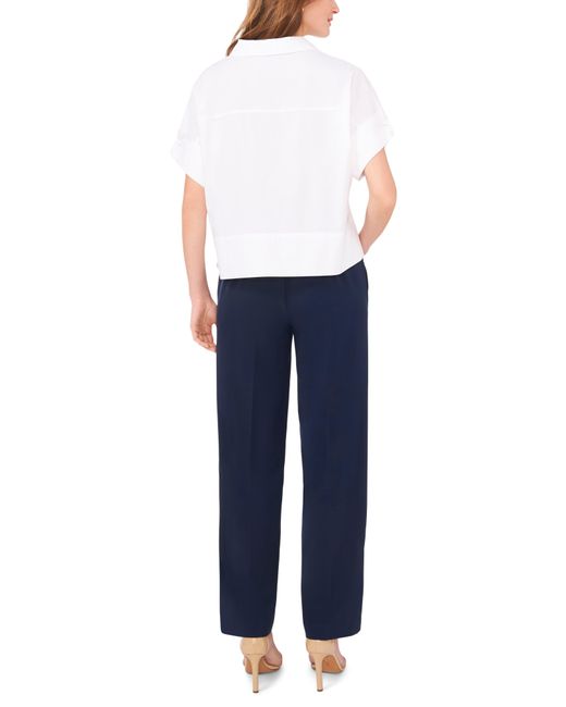 Halogen® White Halogen(r) Short Sleeve Crop Shirt