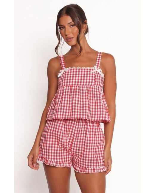 Petal Pup Women's Red Isidore Gingham Cotton Babydoll Tank
