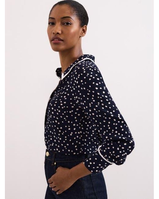 Phase Eight Blue Rita Printed Collared Button-Up Shirt