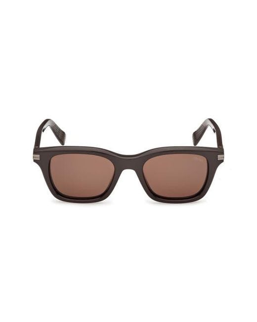 Zegna Brown 54Mm Rectangular Sunglasses for men
